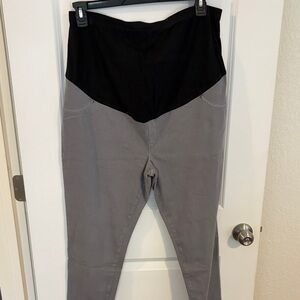 Maternity Grey & Black Stretch Panel Pants